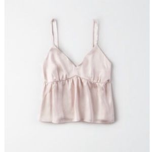 Pale rose blush pink silk satin babydoll tank top